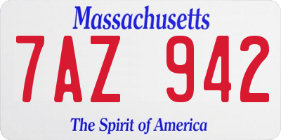 MA license plate 7AZ942