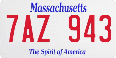 MA license plate 7AZ943