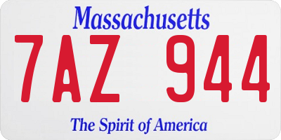 MA license plate 7AZ944