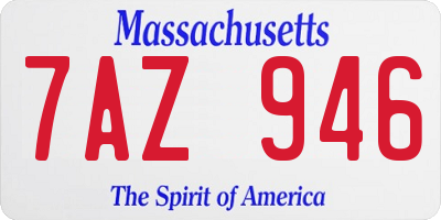 MA license plate 7AZ946