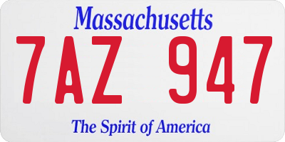 MA license plate 7AZ947