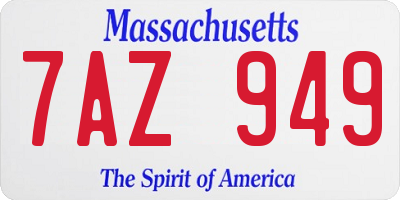 MA license plate 7AZ949