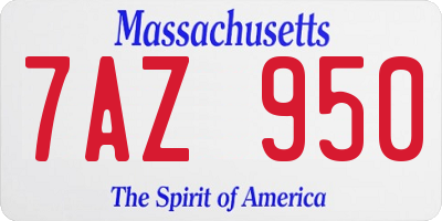 MA license plate 7AZ950