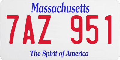 MA license plate 7AZ951