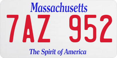 MA license plate 7AZ952