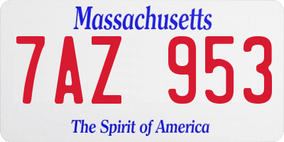 MA license plate 7AZ953
