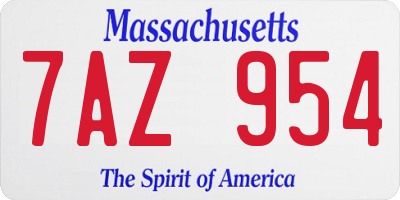 MA license plate 7AZ954