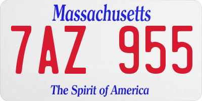 MA license plate 7AZ955