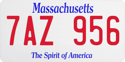 MA license plate 7AZ956