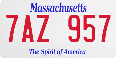 MA license plate 7AZ957