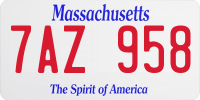 MA license plate 7AZ958