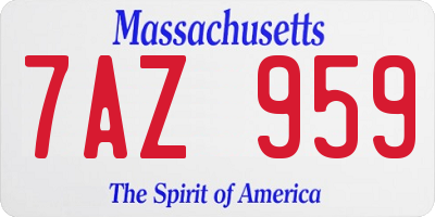 MA license plate 7AZ959