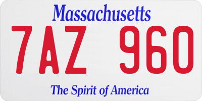 MA license plate 7AZ960
