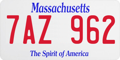 MA license plate 7AZ962
