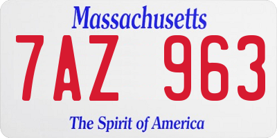 MA license plate 7AZ963