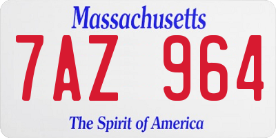 MA license plate 7AZ964