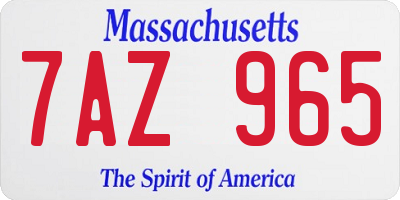 MA license plate 7AZ965
