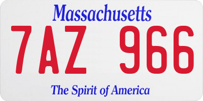 MA license plate 7AZ966