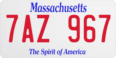 MA license plate 7AZ967