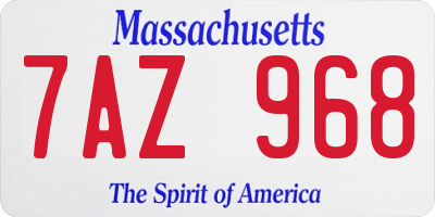MA license plate 7AZ968
