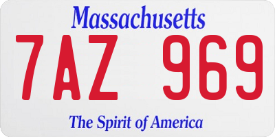MA license plate 7AZ969