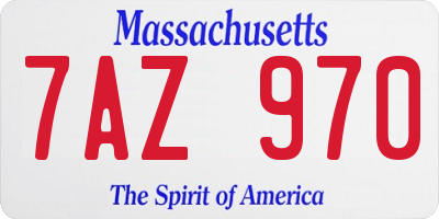 MA license plate 7AZ970