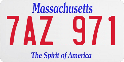 MA license plate 7AZ971