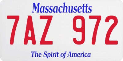 MA license plate 7AZ972
