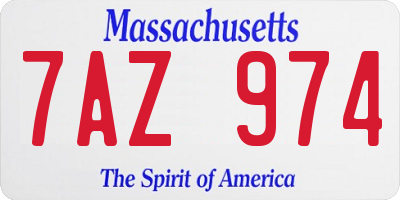 MA license plate 7AZ974