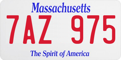 MA license plate 7AZ975