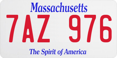 MA license plate 7AZ976