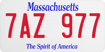 MA license plate 7AZ977