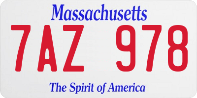 MA license plate 7AZ978