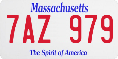 MA license plate 7AZ979