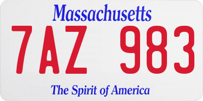 MA license plate 7AZ983