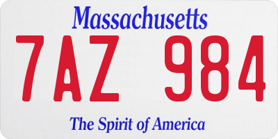 MA license plate 7AZ984