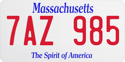 MA license plate 7AZ985