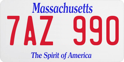 MA license plate 7AZ990
