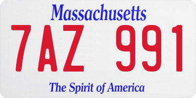 MA license plate 7AZ991
