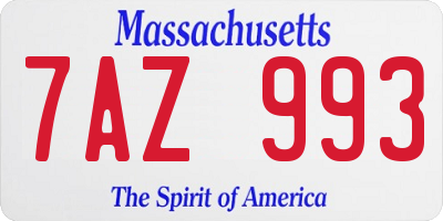 MA license plate 7AZ993