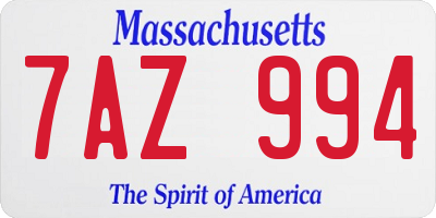 MA license plate 7AZ994