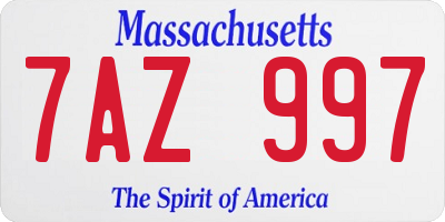 MA license plate 7AZ997