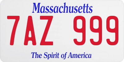 MA license plate 7AZ999