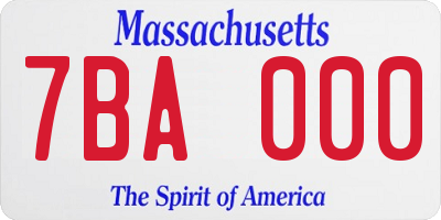 MA license plate 7BA000