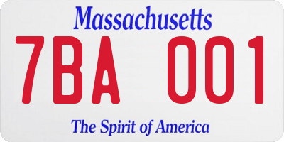 MA license plate 7BA001