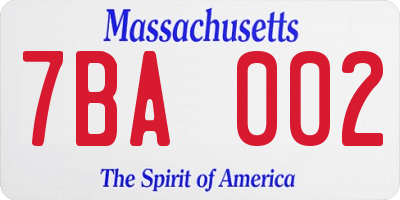 MA license plate 7BA002