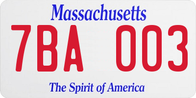MA license plate 7BA003