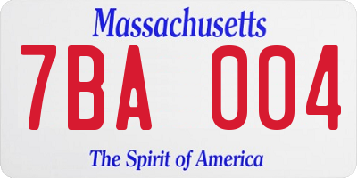 MA license plate 7BA004