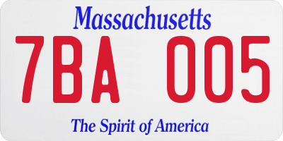 MA license plate 7BA005