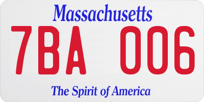 MA license plate 7BA006